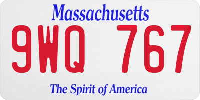 MA license plate 9WQ767