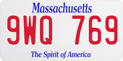 MA license plate 9WQ769