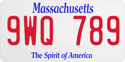 MA license plate 9WQ789