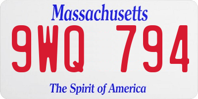 MA license plate 9WQ794