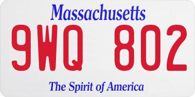 MA license plate 9WQ802