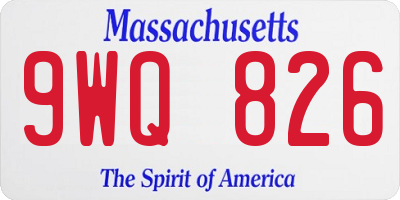 MA license plate 9WQ826