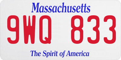 MA license plate 9WQ833