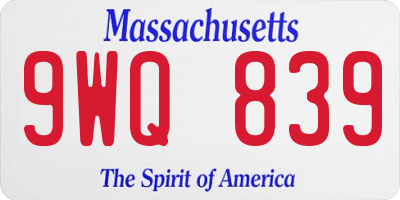 MA license plate 9WQ839