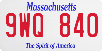 MA license plate 9WQ840