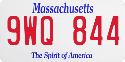 MA license plate 9WQ844