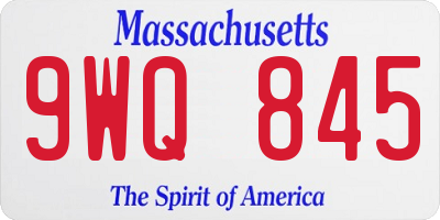 MA license plate 9WQ845