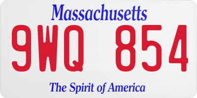MA license plate 9WQ854