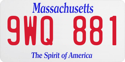 MA license plate 9WQ881
