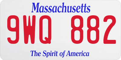 MA license plate 9WQ882