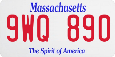 MA license plate 9WQ890