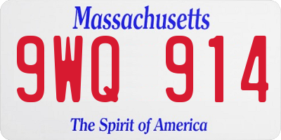 MA license plate 9WQ914