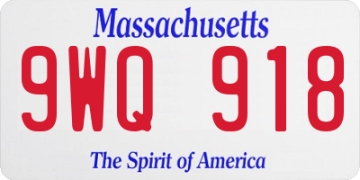 MA license plate 9WQ918