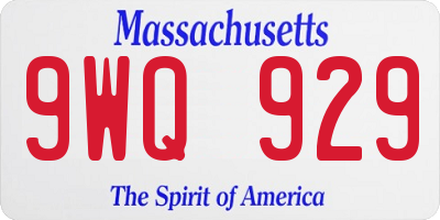 MA license plate 9WQ929
