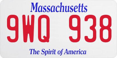 MA license plate 9WQ938
