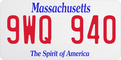 MA license plate 9WQ940