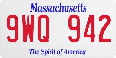 MA license plate 9WQ942