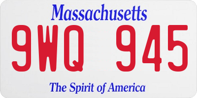 MA license plate 9WQ945