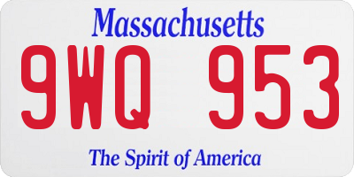 MA license plate 9WQ953