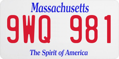 MA license plate 9WQ981