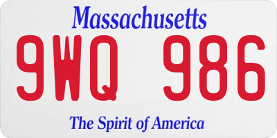 MA license plate 9WQ986