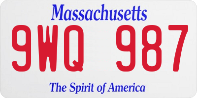 MA license plate 9WQ987