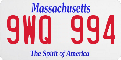 MA license plate 9WQ994