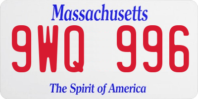 MA license plate 9WQ996