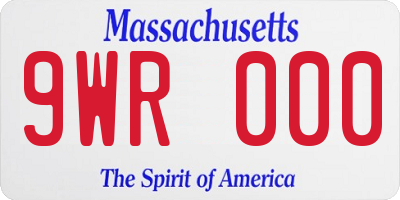 MA license plate 9WR000