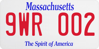 MA license plate 9WR002
