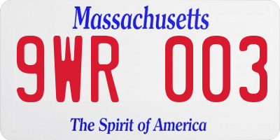 MA license plate 9WR003