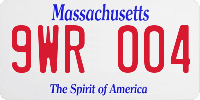 MA license plate 9WR004