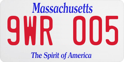 MA license plate 9WR005