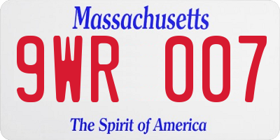 MA license plate 9WR007