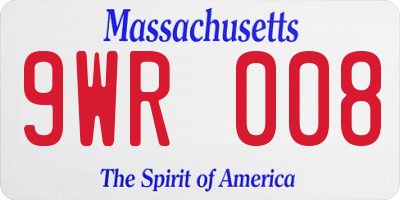 MA license plate 9WR008