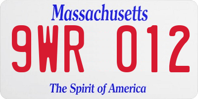 MA license plate 9WR012
