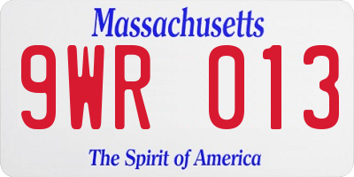 MA license plate 9WR013