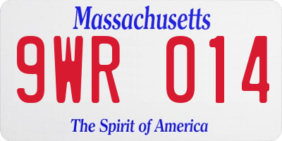 MA license plate 9WR014