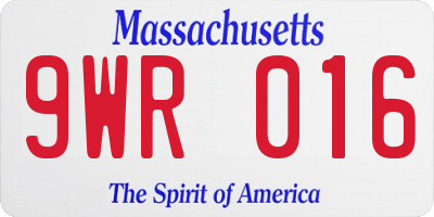 MA license plate 9WR016