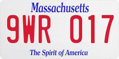 MA license plate 9WR017
