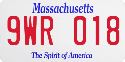 MA license plate 9WR018