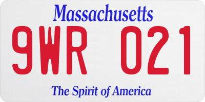 MA license plate 9WR021