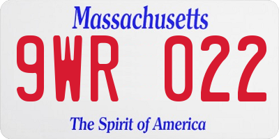 MA license plate 9WR022