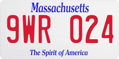MA license plate 9WR024