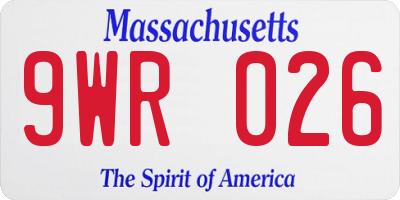 MA license plate 9WR026