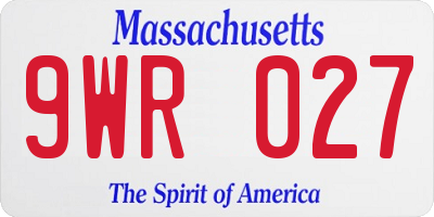 MA license plate 9WR027