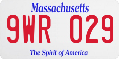 MA license plate 9WR029