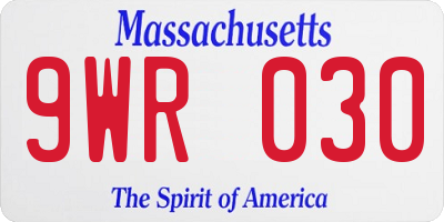 MA license plate 9WR030