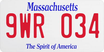 MA license plate 9WR034