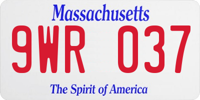 MA license plate 9WR037